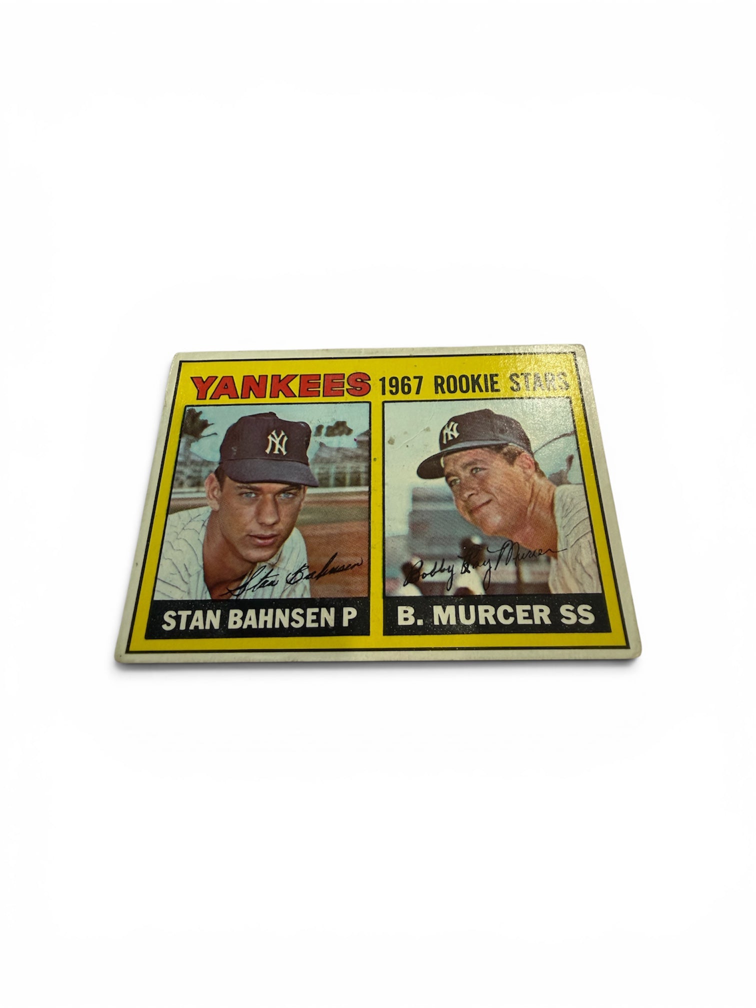 1967 Topps #93 Yankees Rookie Stars Bobby Murcer Stan Bahnsen Vintage Baseball Card