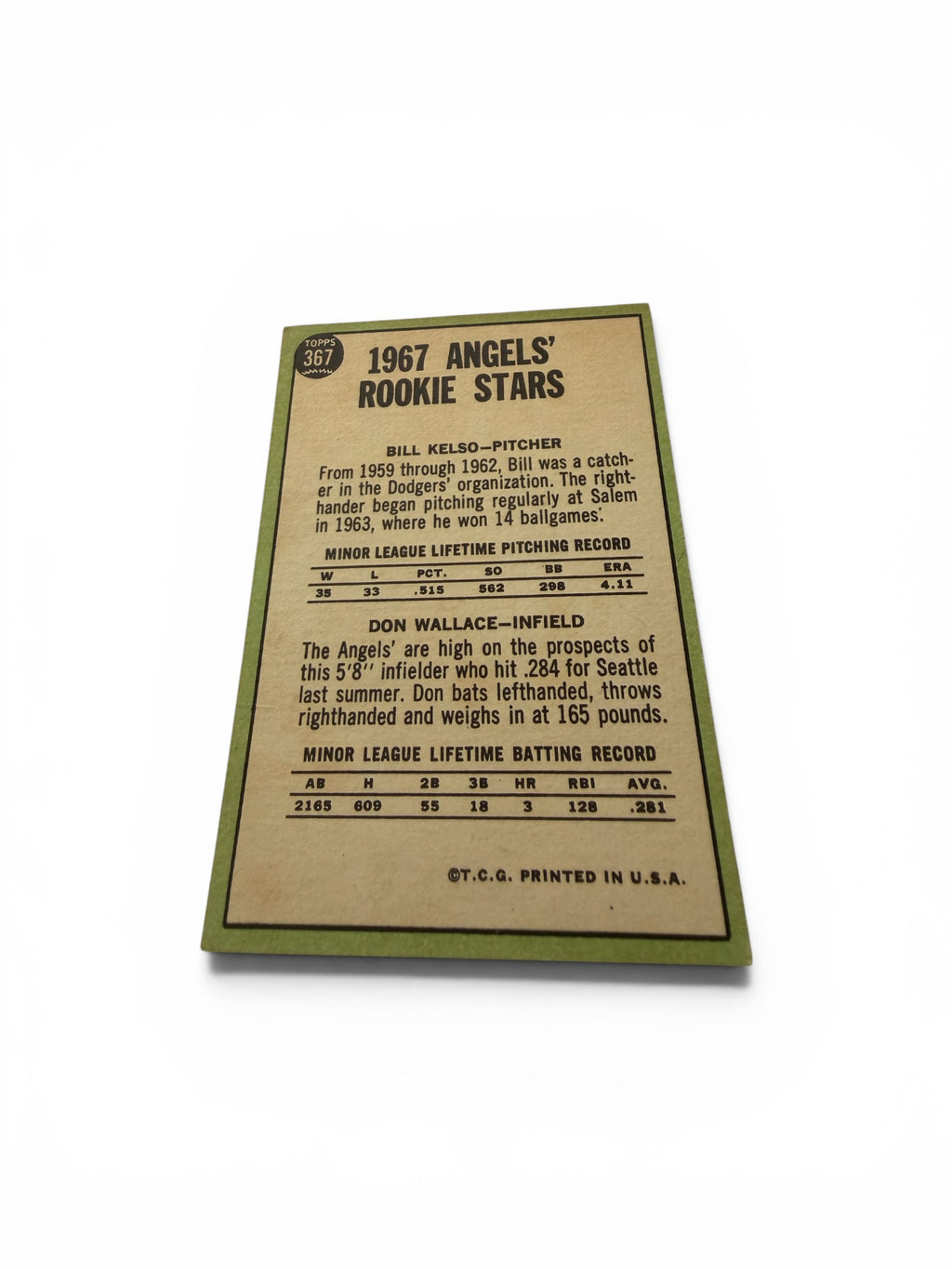 1967 Topps #367 Angels Rookie Stars Bill Kelso Don Wallace Vintage Baseball Card VG-EX