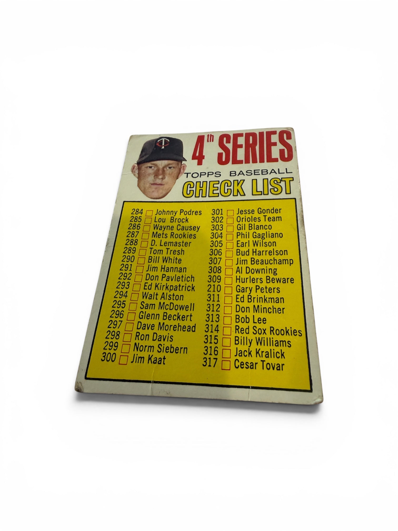 1967 Topps #278 4th Series Checklist Vintage Baseball Card – Original Unmarked