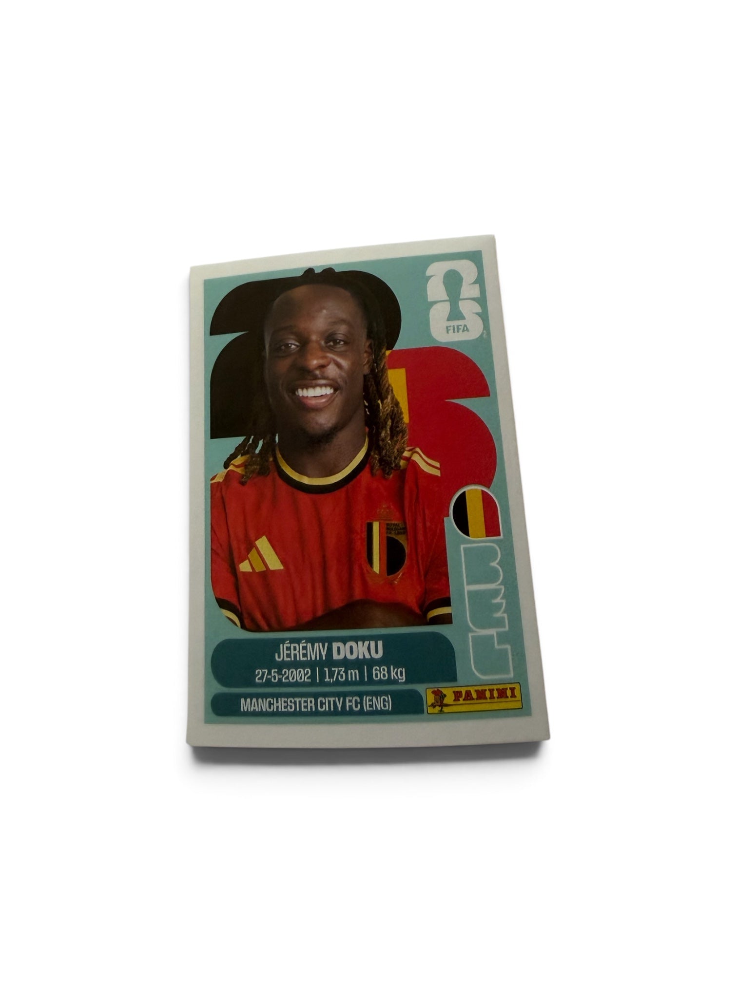 2026 Panini FIFA World Cup Jérémy Doku #BEL16 Belgium National Team Soccer Sticker | Official FIFA Licensed