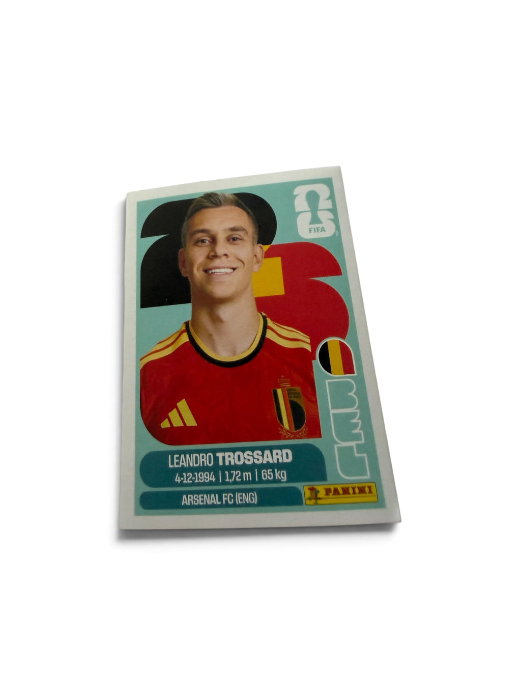 2026 Panini FIFA World Cup Leandro Trossard #BEL18 Belgium National Team Soccer Sticker | Official FIFA Licensed