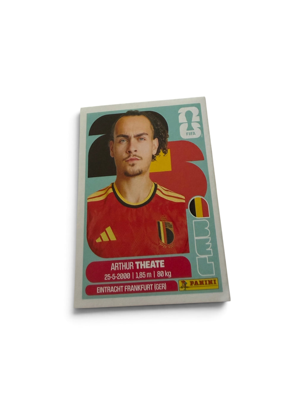 2026 Panini FIFA World Cup Arthur Theate #BEL3 Belgium Official Sticker | White Border | Eintracht Frankfurt