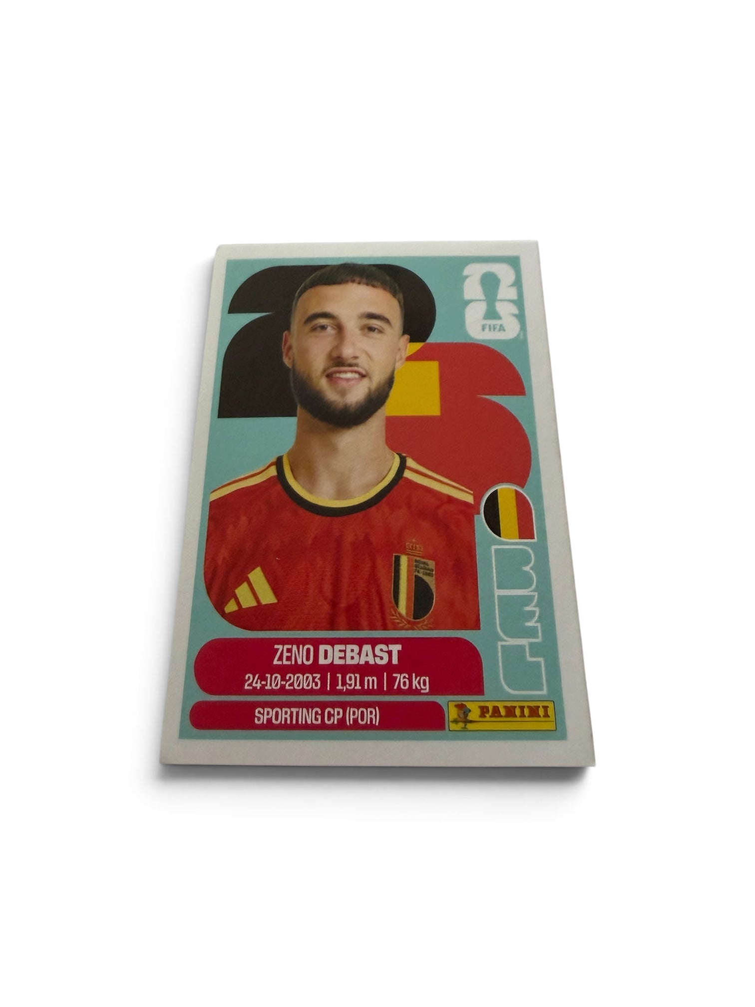 2026 Panini FIFA World Cup Zeno Debast #BEL5 Belgium Official Sticker | White Border | Sporting CP