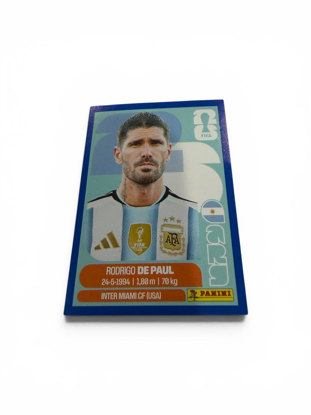 2026 Panini FIFA World Cup Blue Parallel Rodrigo De Paul ARG 10 Argentina Official Soccer Sticker