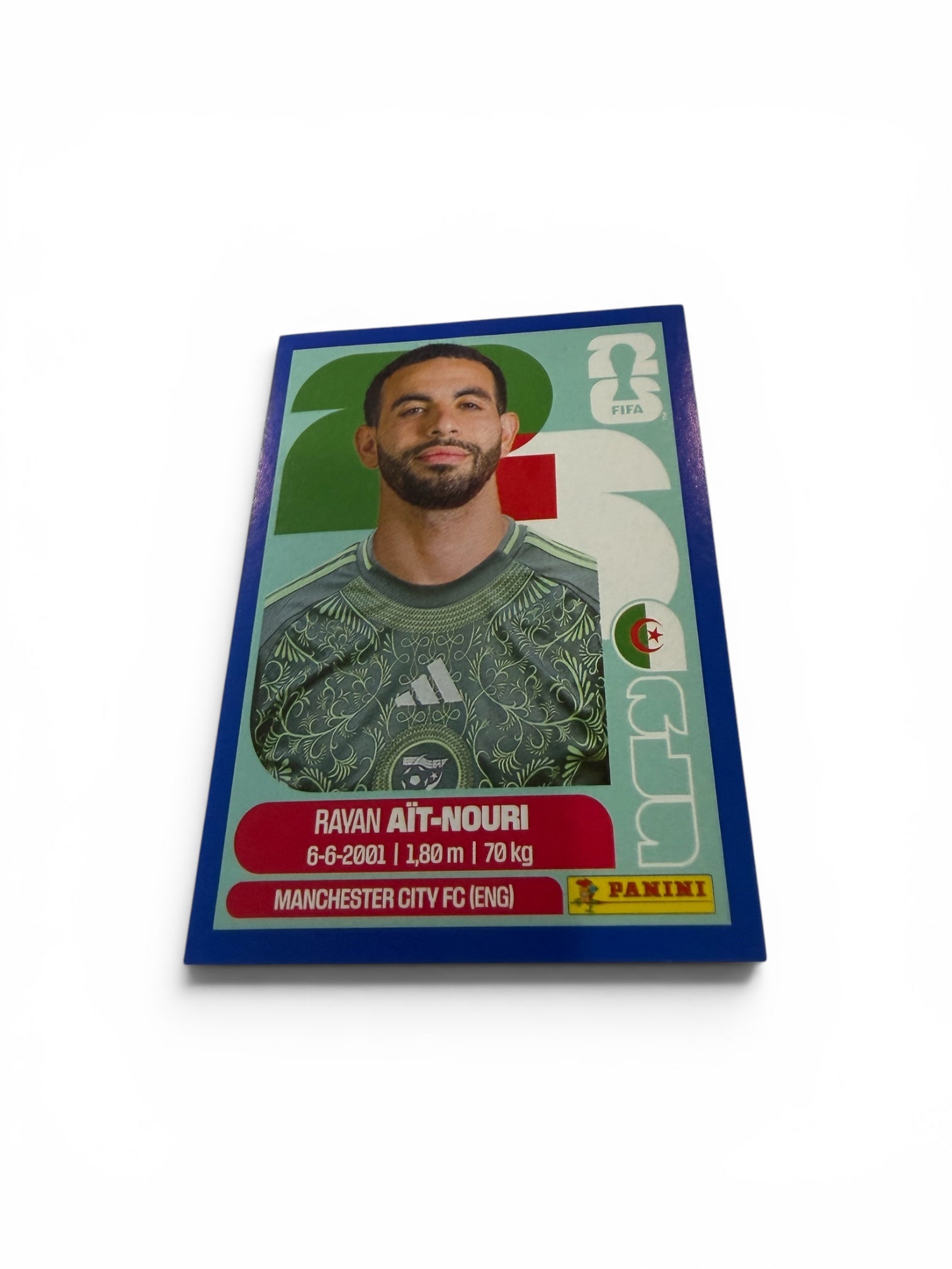 2026 Panini FIFA World Cup Rayan Aït-Nouri ALG 5 Blue Parallel Algeria Soccer Sticker