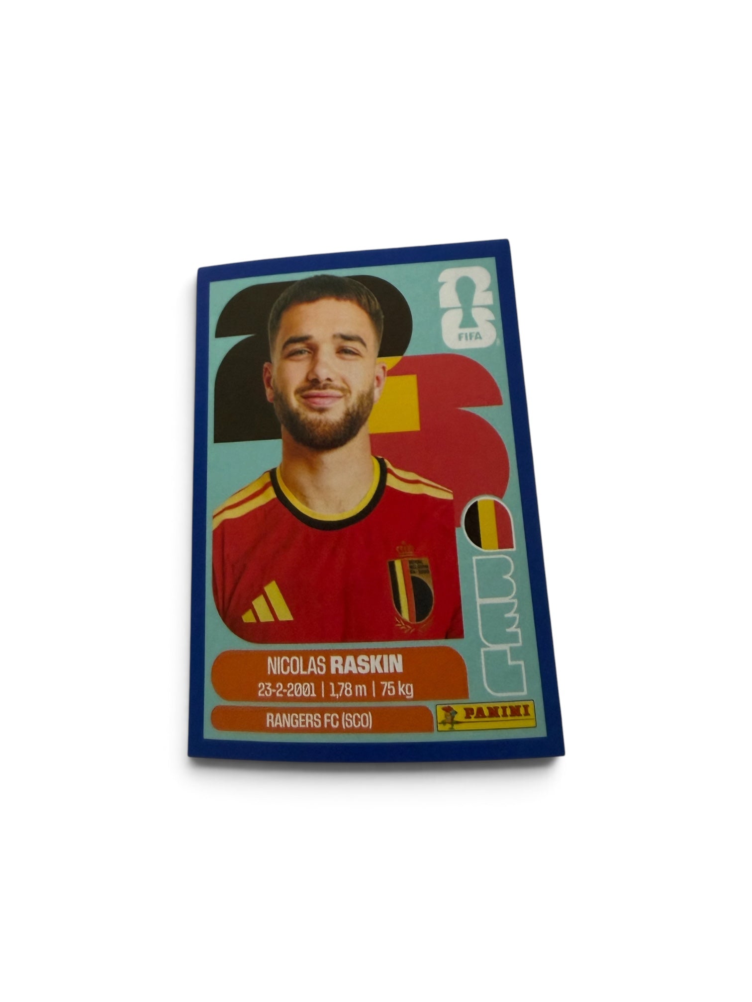 2026 Panini FIFA World Cup Nicolas Raskin #BEL11 Belgium Sticker | Rangers FC | Official FIFA Collectible
