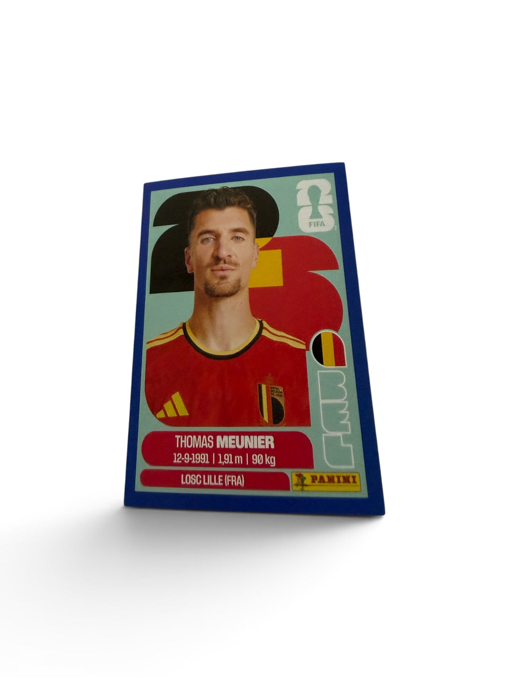 2026 Panini FIFA World Cup Thomas Meunier #BEL8 Blue Border Parallel Belgium Official Sticker | LOSC Lille