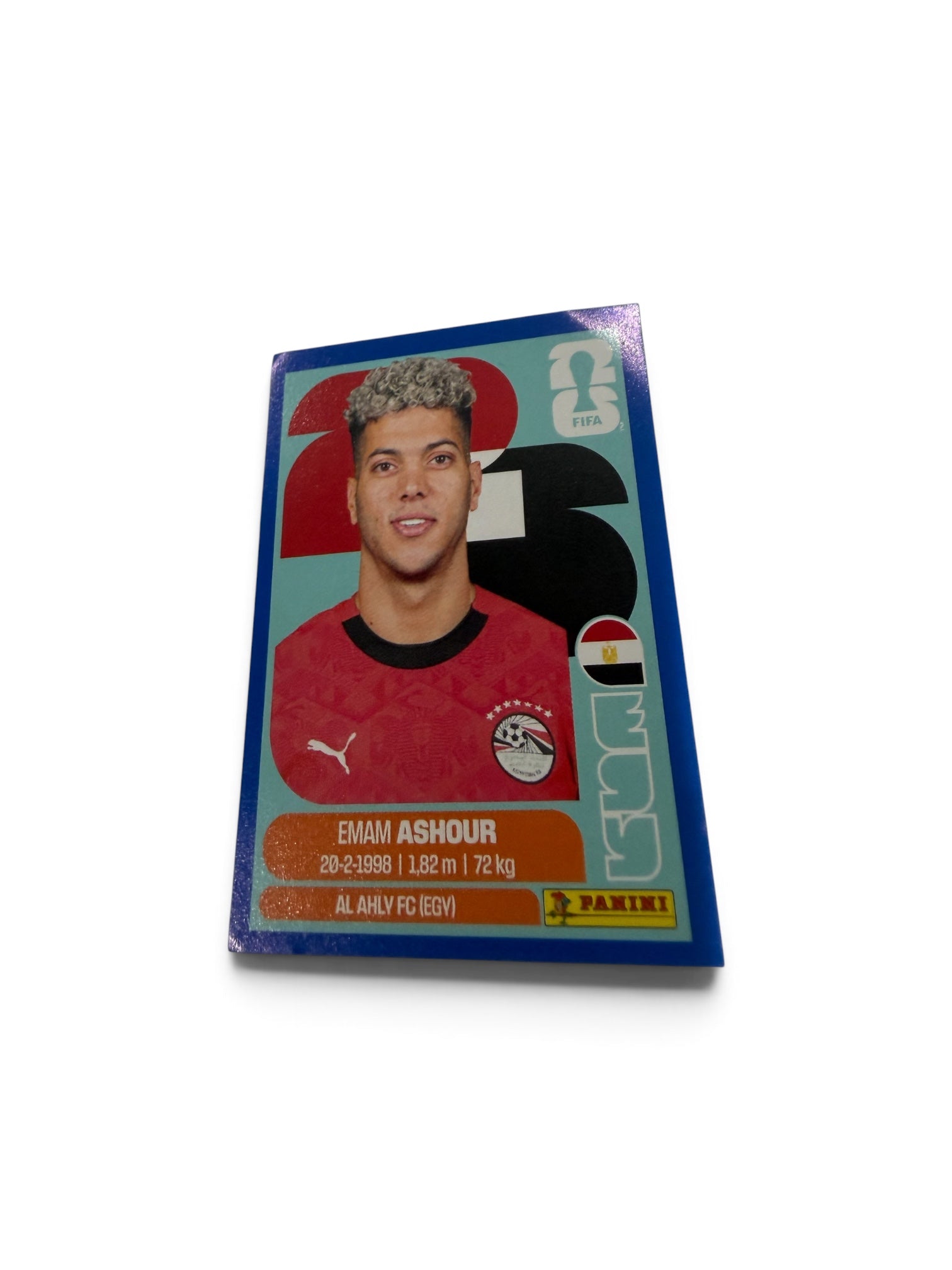 2026 Panini FIFA World Cup Emam Ashour Blue Border Parallel #EGY 15 Egypt Official Sticker