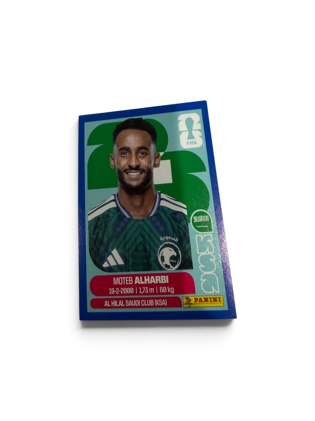 Moteb Al Harbi Blue Border #KSA7 | Saudi Arabia | Panini FIFA World Cup 2026 Parallel Sticker | Al Hilal Saudi Club