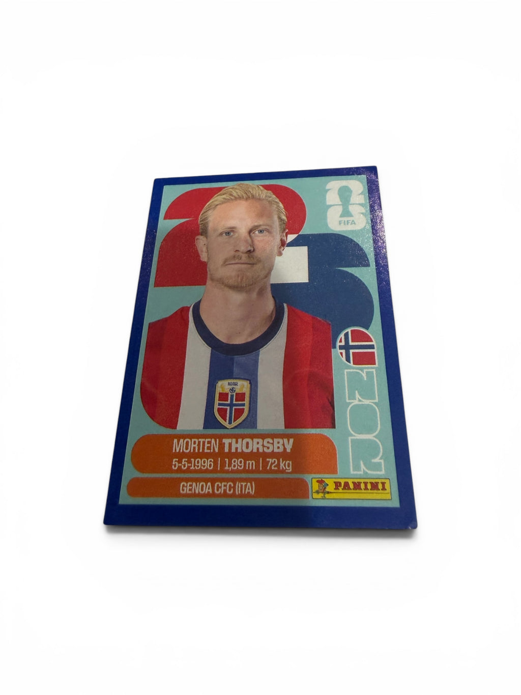 2026 Panini FIFA World Cup Morten Thorsby Blue Border Parallel NOR 9 Norway Soccer Sticker