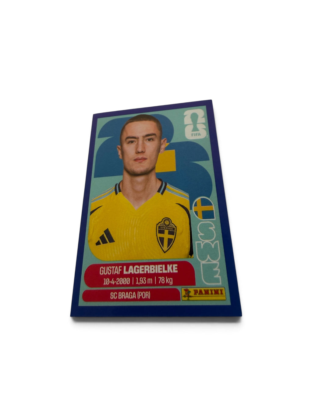2026 Panini FIFA World Cup Gustaf Lagerbielke Blue Border Sticker SWE7 | Sweden | SC Braga