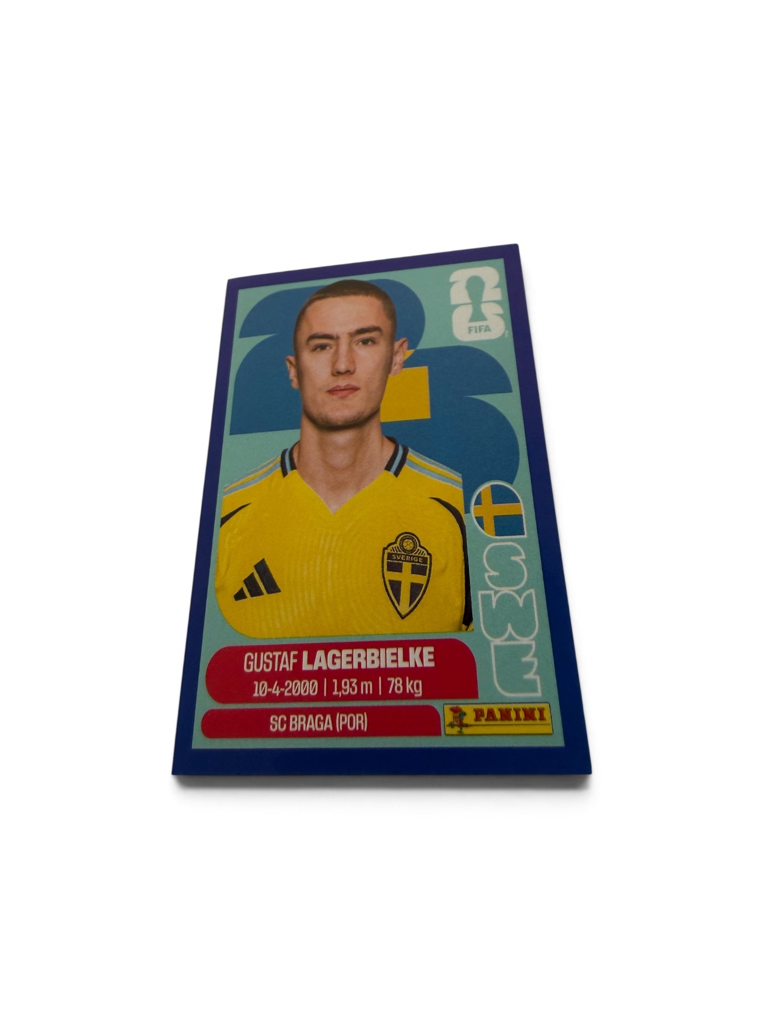2026 Panini FIFA World Cup Gustaf Lagerbielke Blue Border Sticker SWE7 | Sweden | SC Braga
