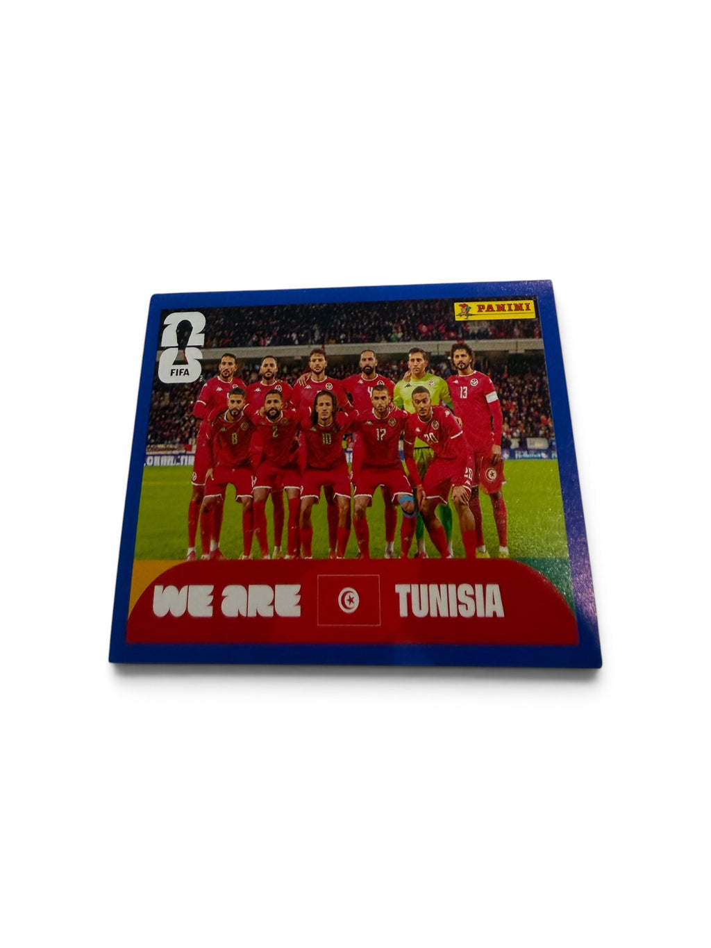 2026 Panini FIFA World Cup Blue Border Parallel Tunisia Team Photo #TUN13 "We Are Tunisia" Official Sticker