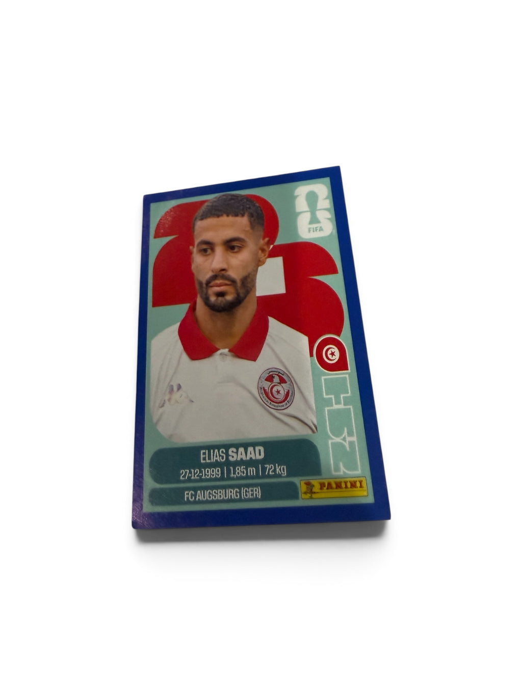 2026 Panini FIFA World Cup Elias Saad Blue Border Parallel TUN16 Tunisia Sticker | FC Augsburg