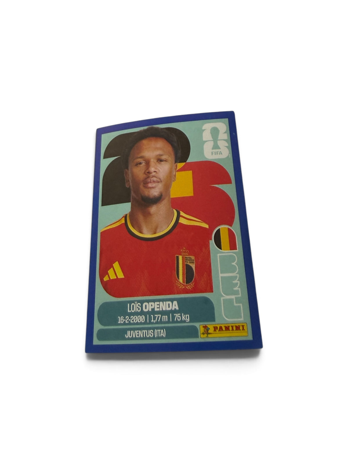 2026 Panini FIFA World Cup Loïs Openda #BEL19 Blue Border Parallel Belgium National Team Soccer Sticker | Official FIFA Licensed
