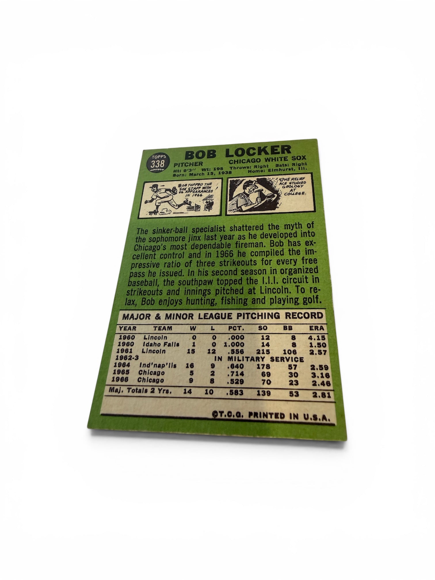 1967 Topps #338 Bob Locker Chicago White Sox Vintage Baseball Card