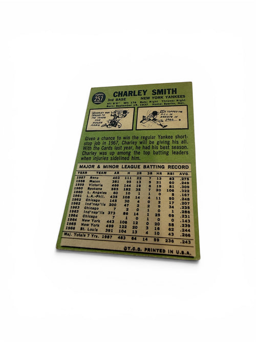 1967 Topps #257 Charley Smith New York Yankees Vintage Baseball Card