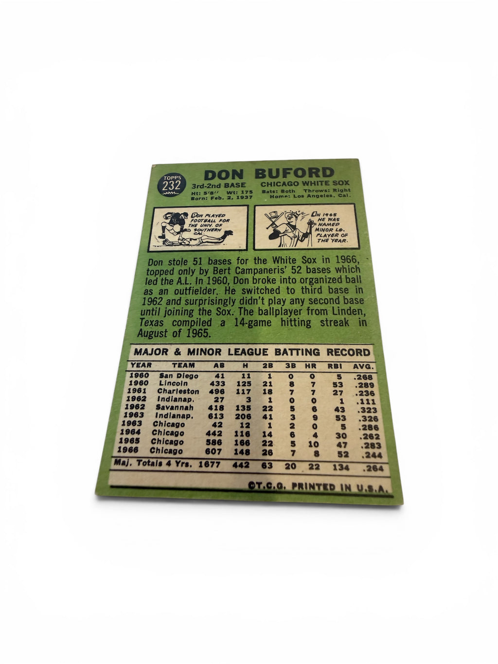 1967 Topps #232 Don Buford Chicago White Sox Vintage Baseball Card