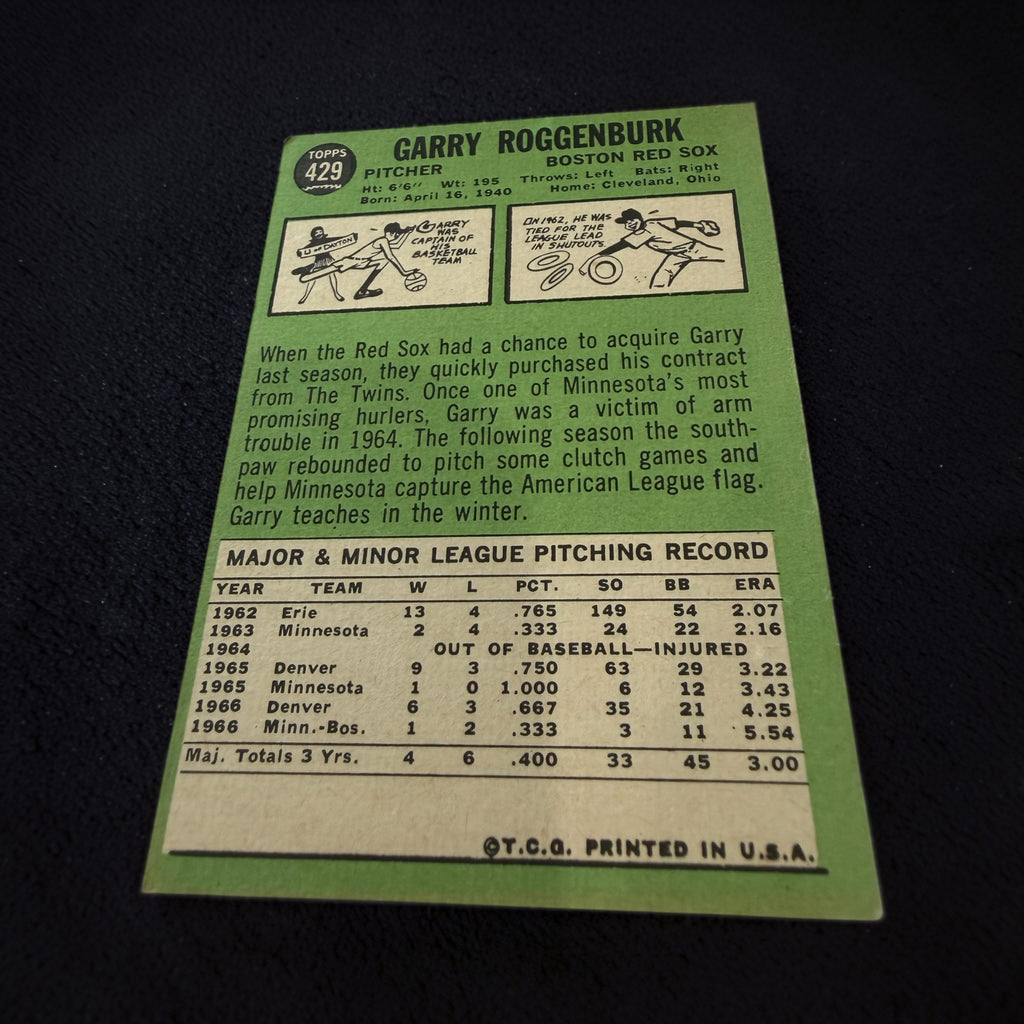 1967 Topps #223 Mike Ryan Boston Red Sox Vintage Baseball Card