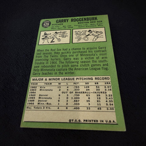 1967 Topps #223 Mike Ryan Boston Red Sox Vintage Baseball Card