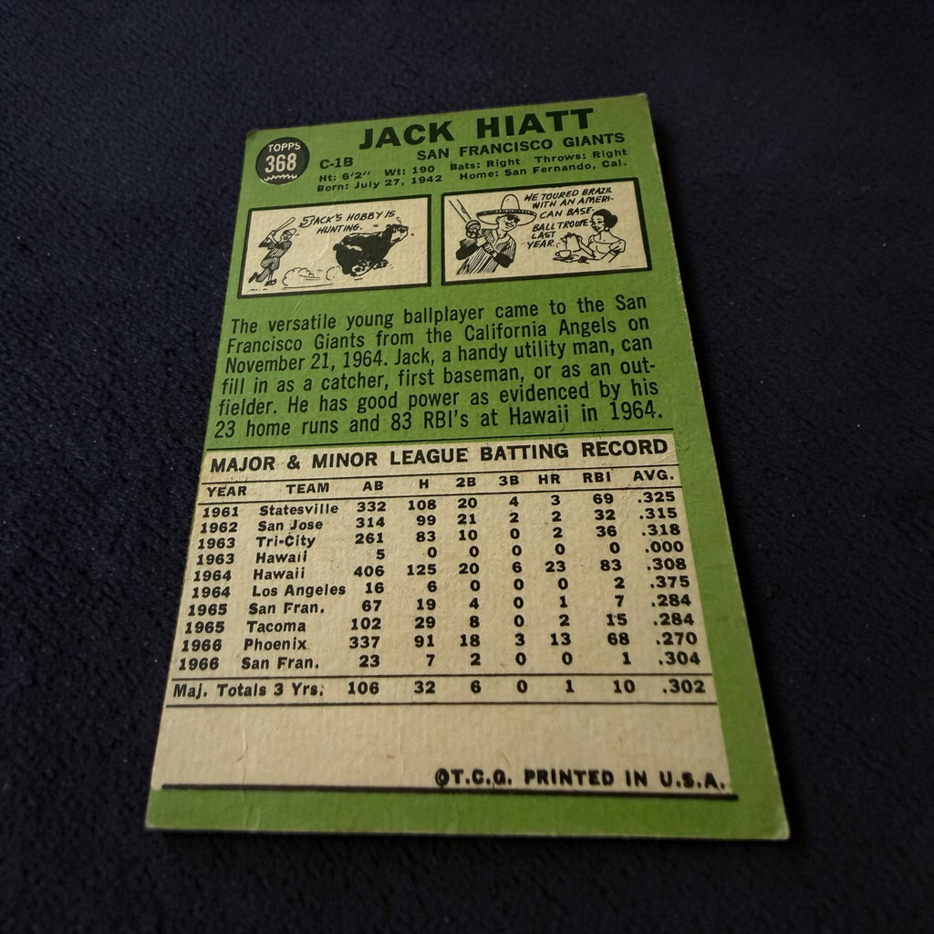 1967 Topps #368 Jack Hiatt San Francisco Giants Vintage Baseball Card
