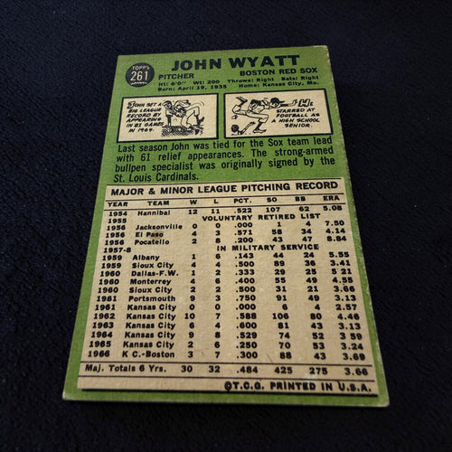 1967 Topps #261 John Wyatt Boston Red Sox Vintage Baseball Card MLB