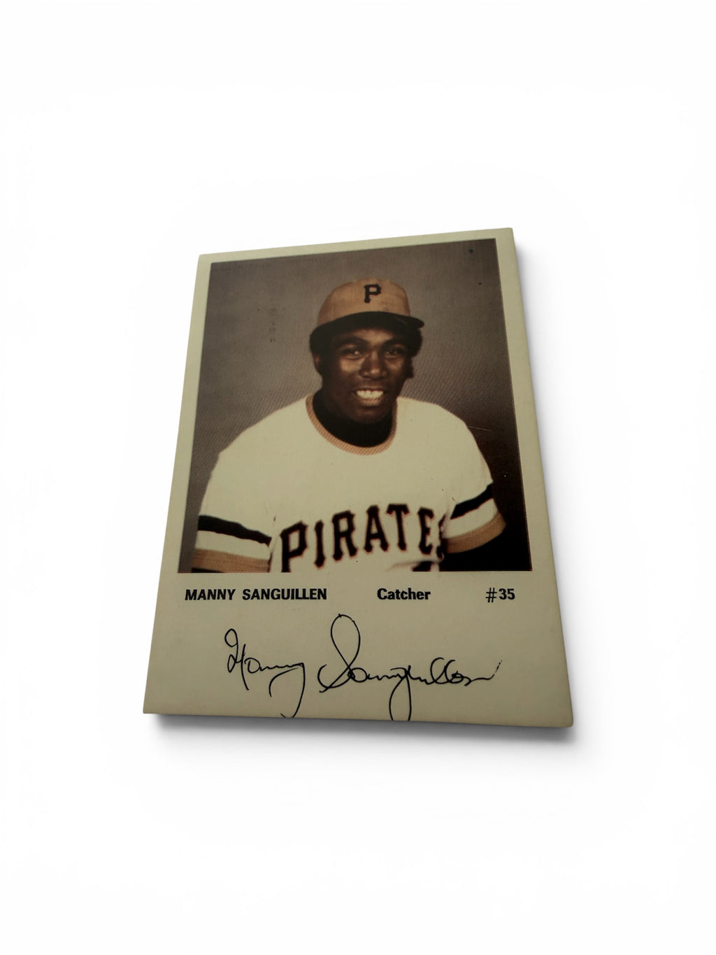 Vintage Manny Sanguillén Pittsburgh Pirates Souvenir Photo Card #35 with Facsimile Signature