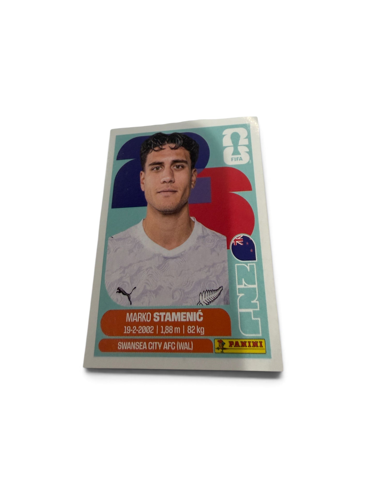 2026 Panini FIFA World Cup Sticker #NZL15 Marko Stamenić – New Zealand – Swansea City AFC