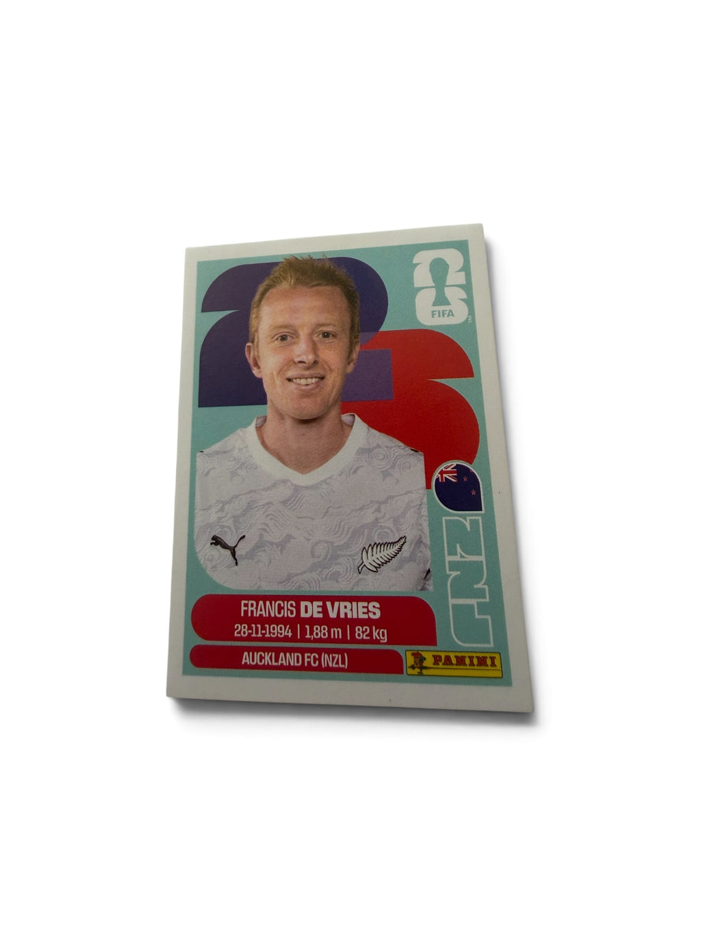 Francis De Vries NZL8 New Zealand National Team | Panini FIFA World Cup 2026 Official Sticker | Auckland FC