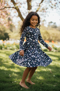 Picapino Girls Navy Unicorn Floral Long Sleeve Dress Size 8 – Gently Used