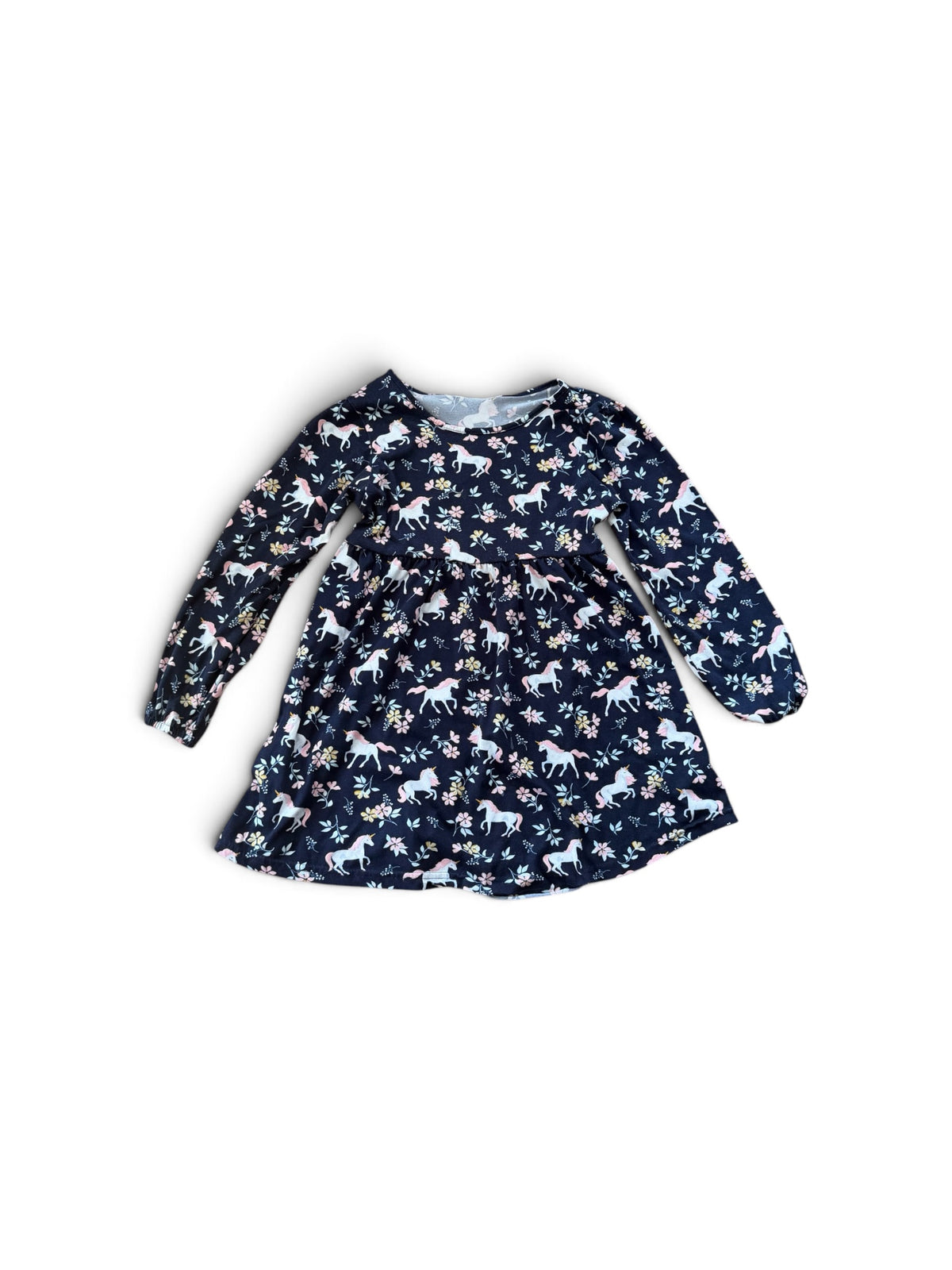 Picapino Girls Navy Unicorn Floral Long Sleeve Dress Size 8 – Gently Used