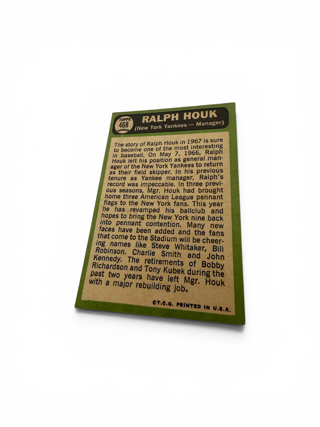 1967 Topps #468 Ralph Houk New York Yankees Manager Vintage Baseball Card