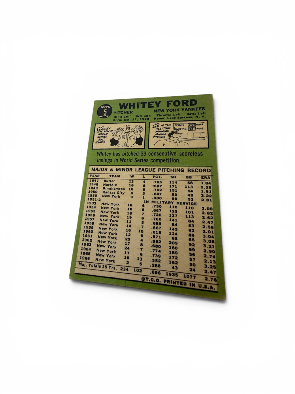 1967 Topps #5 Whitey Ford New York Yankees Vintage Baseball Card