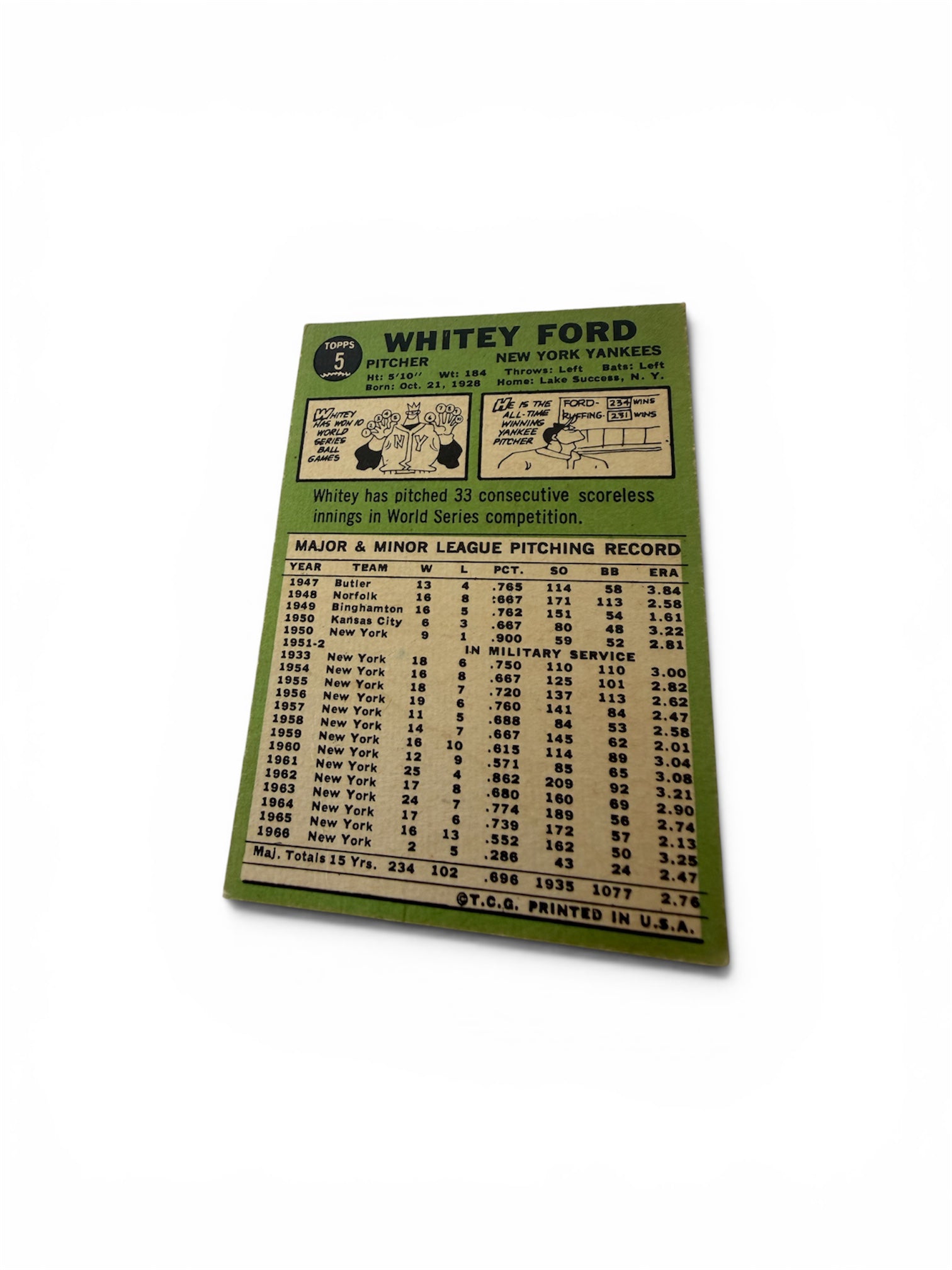 1967 Topps #5 Whitey Ford New York Yankees Vintage Baseball Card