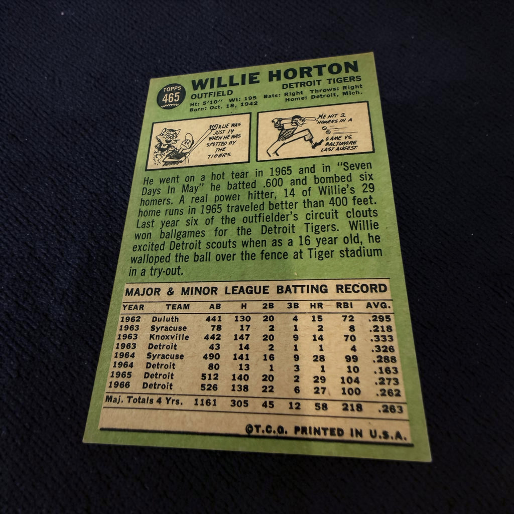 1967 Topps #465 Willie Horton Detroit Tigers Vintage Baseball Card MLB Original