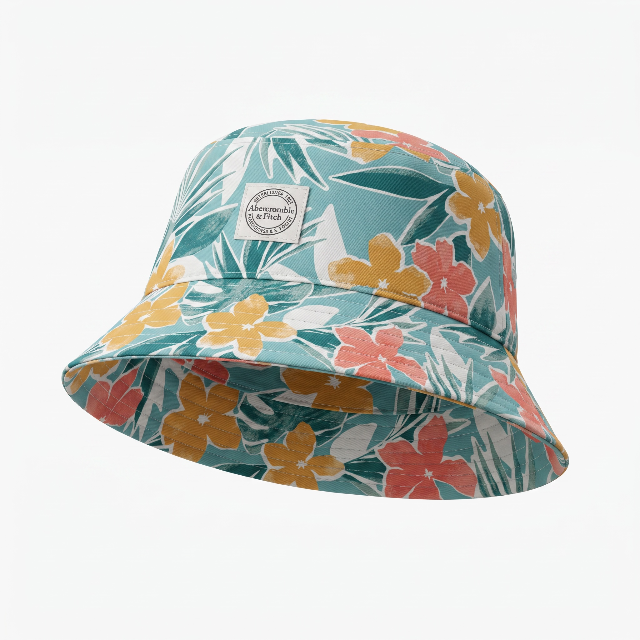 Abercrombie & Fitch Boys Tropical Floral Bucket Hat – Blue Multicolor – Gently Used