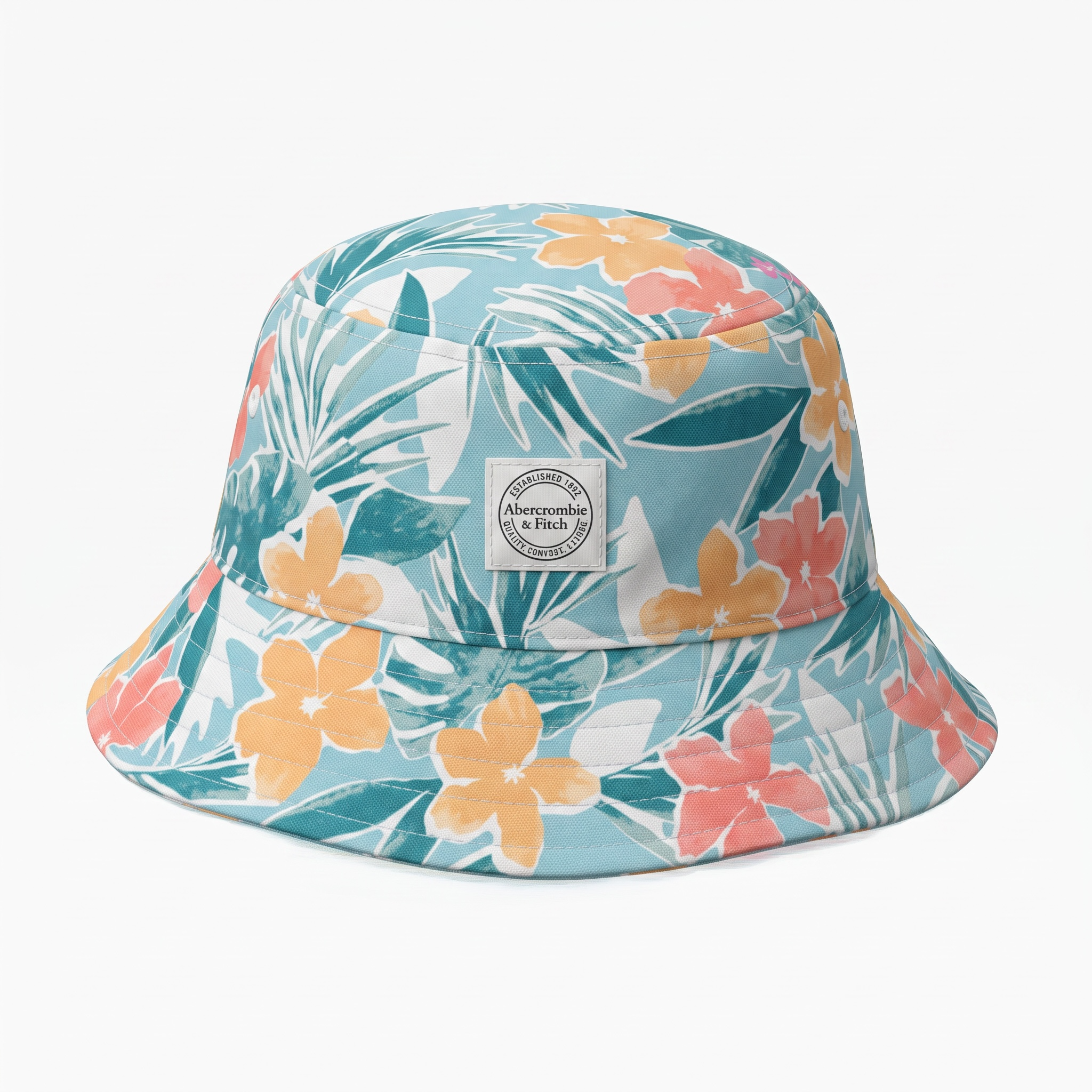 Abercrombie & Fitch Boys Tropical Floral Bucket Hat – Blue Multicolor – Gently Used