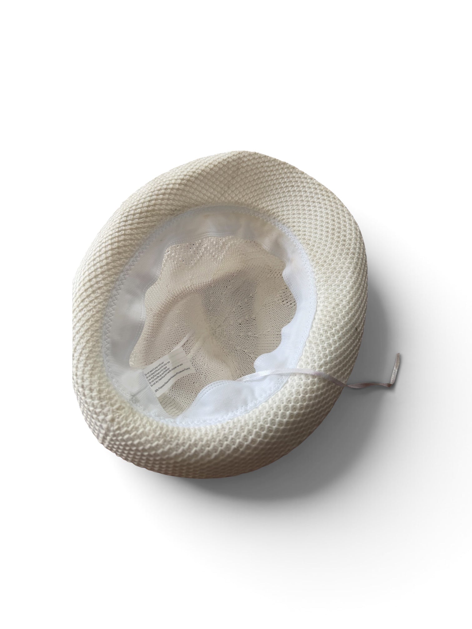 Boys White Knit Sun Hat – Wide Brim Summer Hat – Gently Used