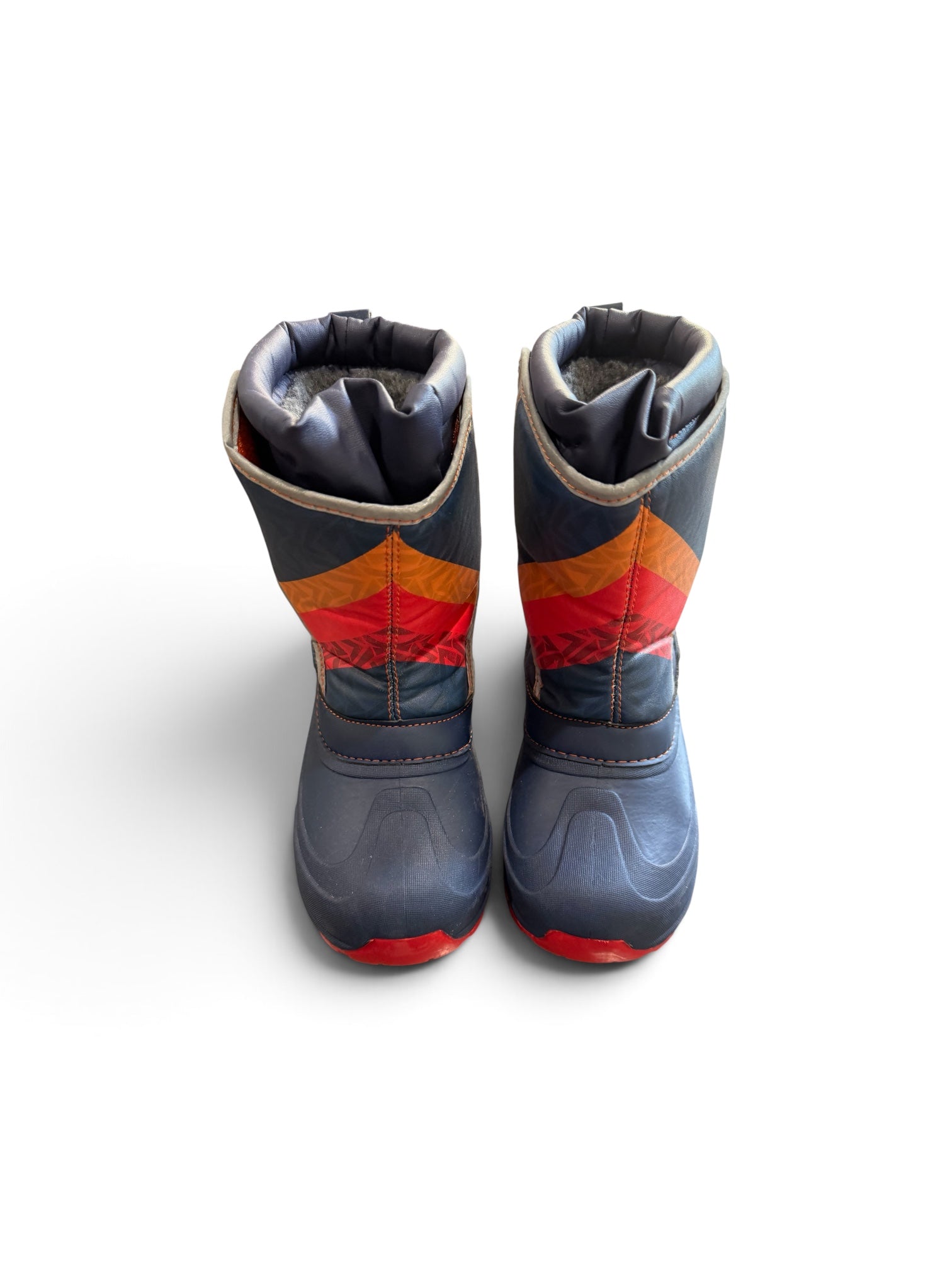 Western Chief Boys Selah Faux Fur Winter Snow Boots Navy/Orange – Size 3