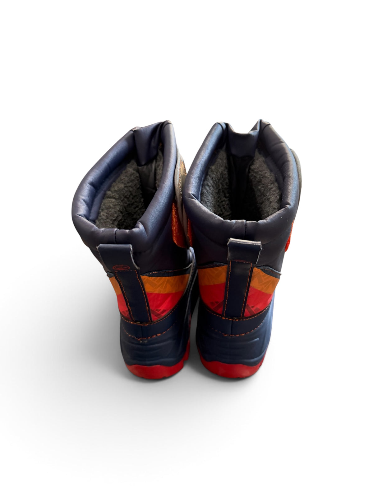 Western Chief Boys Selah Faux Fur Winter Snow Boots Navy/Orange – Size 3